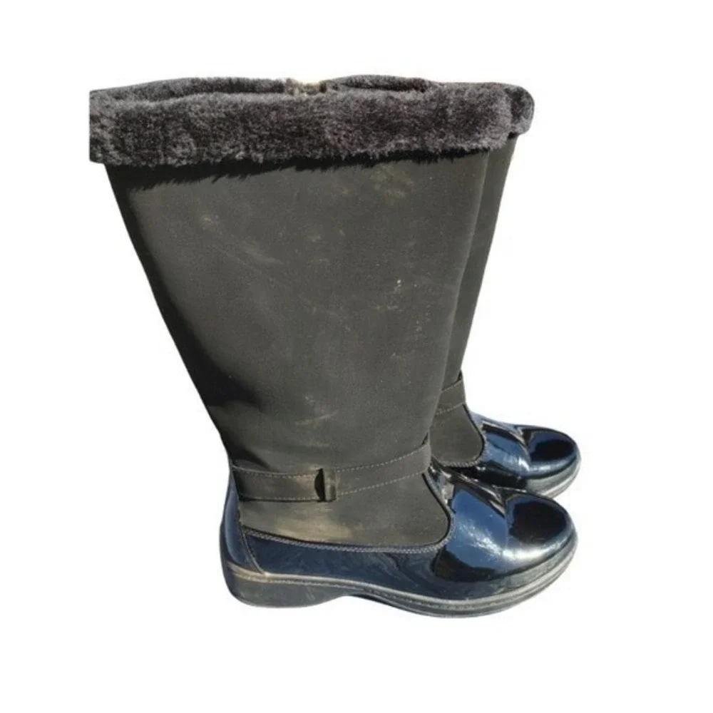 WOMENS TUNDRA TALL BOOTS SIZE 10 BLACK/BLACK PATENT LEATHER